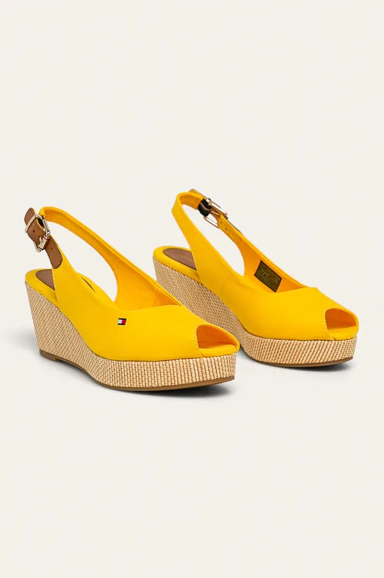 Tommy Hilfiger sandały ICONIC ELBA SLING BACK WEDGE żółty