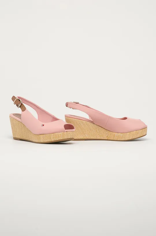 Tommy Hilfiger - Sandále ICONIC ELBA SLING BACK WEDGE ružová