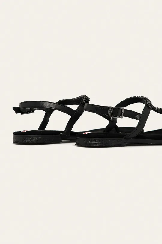 čierna s. Oliver - Kožené sandále