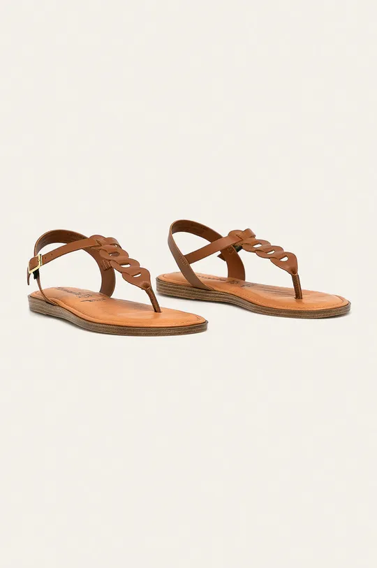 Tamaris - Kožené sandále hnedá