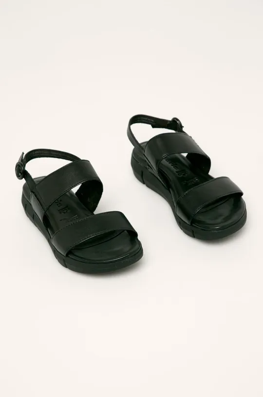 Tamaris - Kožené sandále čierna