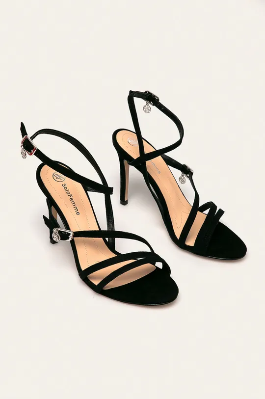 Solo Femme - Kožené sandále čierna