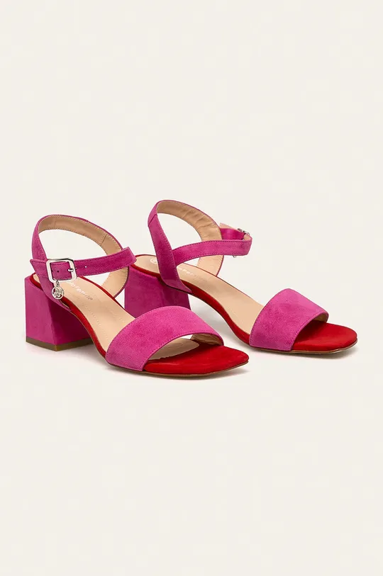 Solo Femme - Kožené sandále ružová
