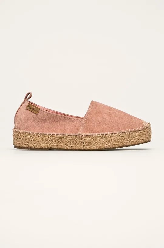 ružová Pepe Jeans - Kožené espadrilky Liss Plein Dámsky