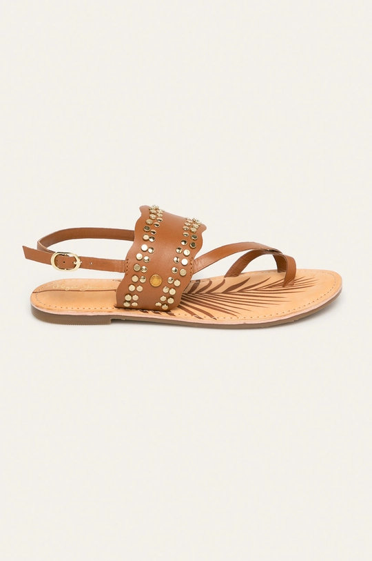 brązowy Pepe Jeans - Sandały skórzane March Studs Damski