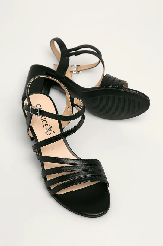 čierna Caprice - Kožené sandále