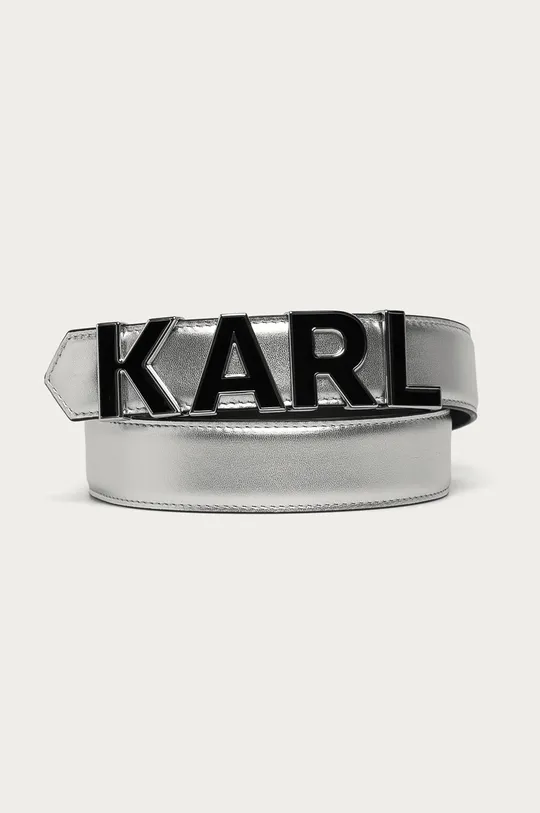 srebrny Karl Lagerfeld pasek skórzany 201W3195 Damski