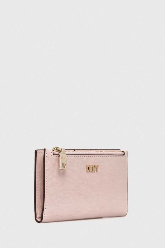 Dkny portfel skórzany pastelowy różowy