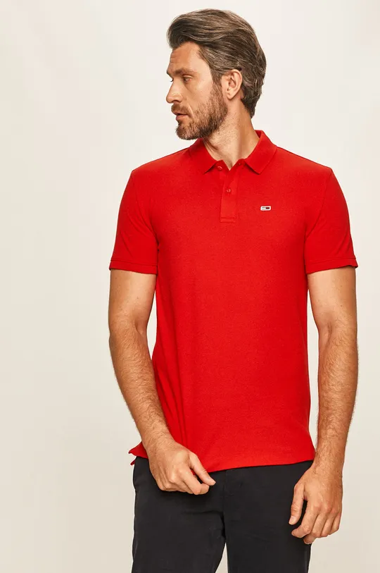 červená Tommy Jeans - Polo tričko Pánsky