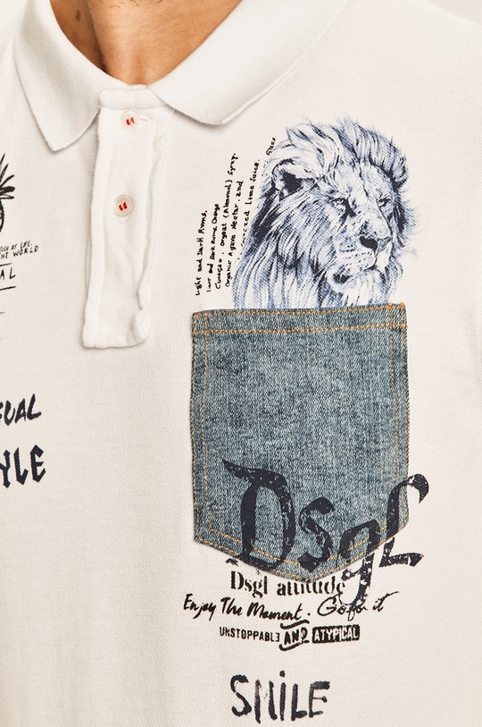 Desigual - Tricou Polo 20SMLK14 alb