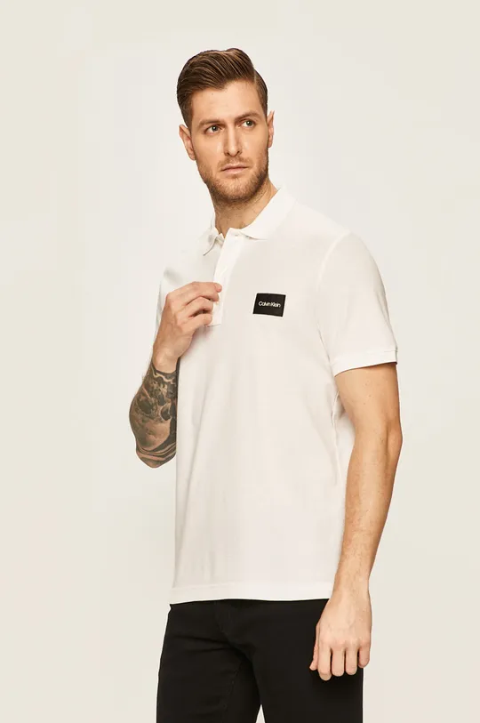 biela Calvin Klein - Pánske polo tričko