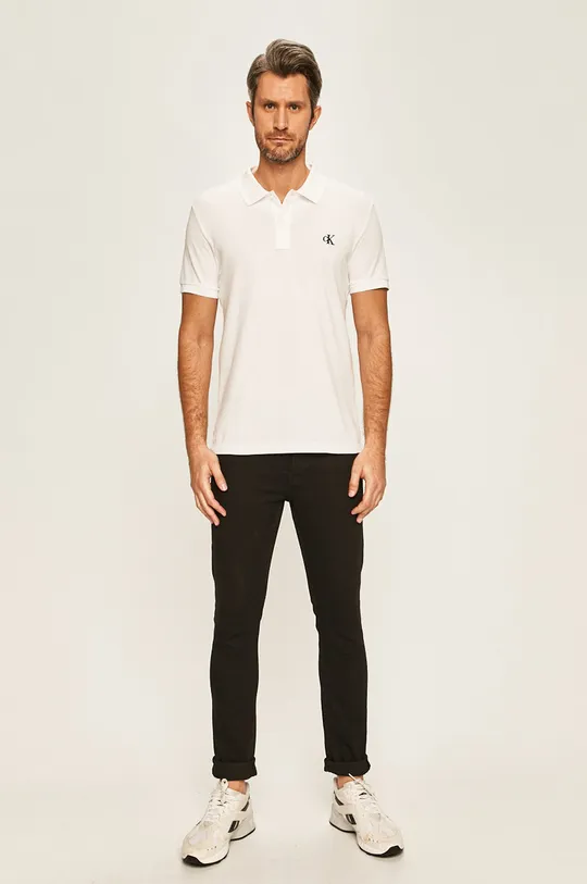 Calvin Klein Jeans - Pánske polo tričko biela