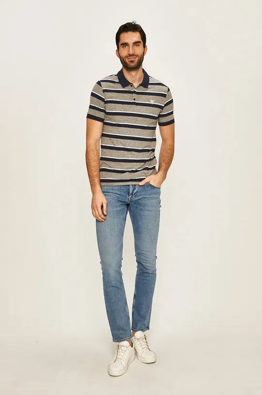 Guess Jeans - Pánske polo tričko sivá