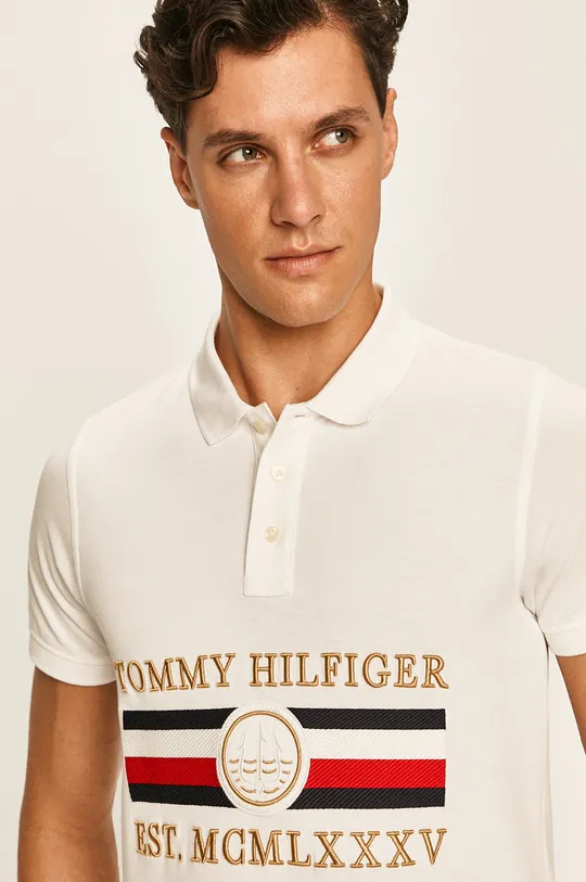 biela Tommy Hilfiger - Pánske polo tričko