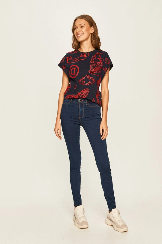 Desigual - Jeansy 20SWDD43 granatowy