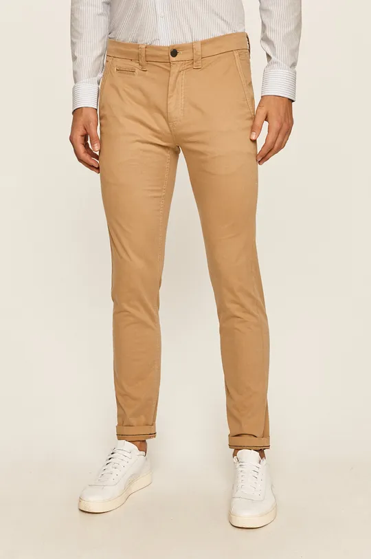 beżowy Calvin Klein Jeans - Spodnie J30J314063 Męski