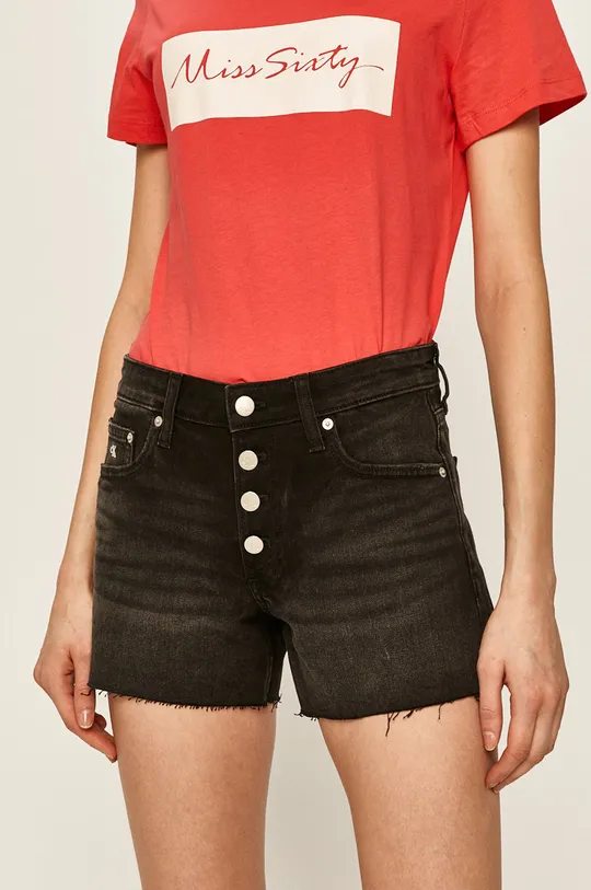 čierna Calvin Klein Jeans - Rifľové krátke nohavice Dámsky
