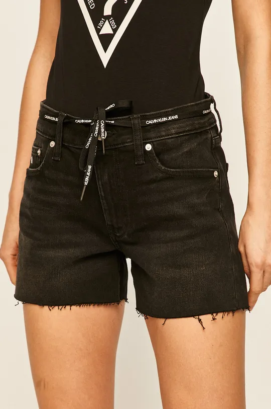 čierna Calvin Klein Jeans - Rifľové krátke nohavice Dámsky