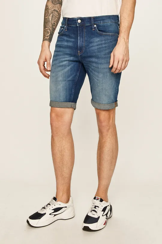 tmavomodrá Calvin Klein Jeans - Rifľové krátke nohavice Pánsky