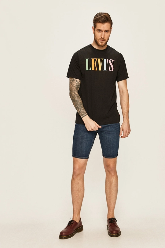 Levi's - Rifľové krátke nohavice tmavomodrá