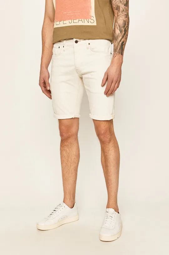 biela Pepe Jeans - Rifľové krátke nohavice Stanley Pánsky