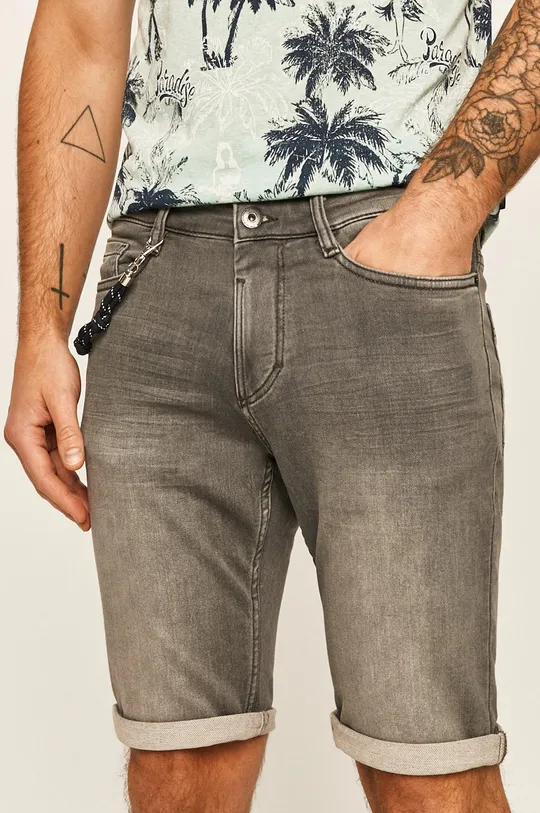 sivá Tom Tailor Denim - Rifľové krátke nohavice Pánsky