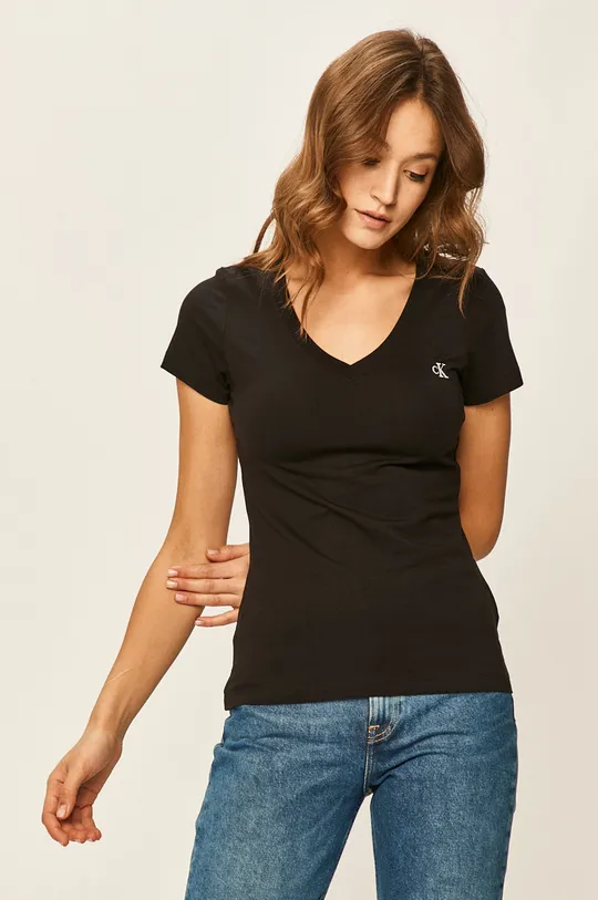 czarny Calvin Klein Jeans - T-shirt J20J213716 Damski