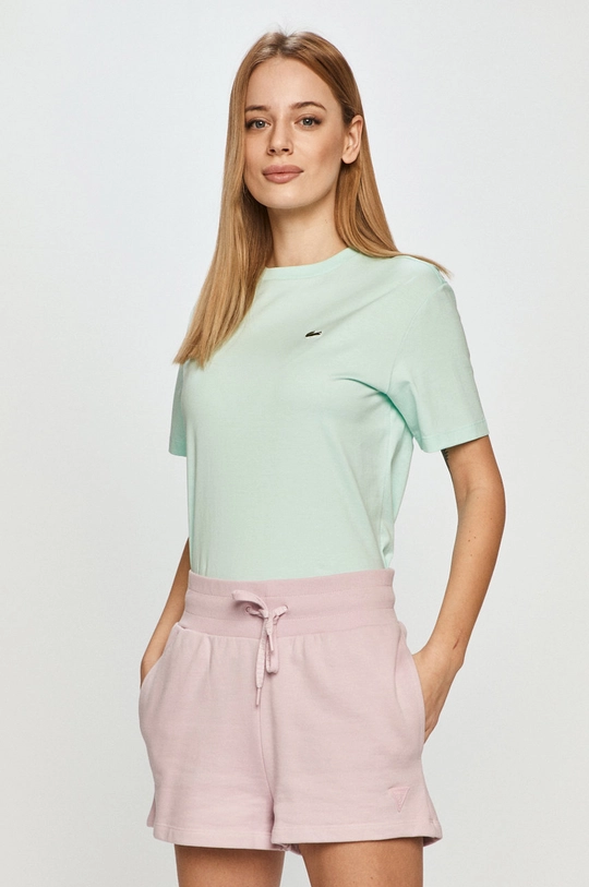 turkusowy Lacoste t-shirt bawełniany Damski