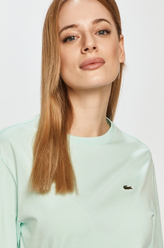 turkusowy Lacoste t-shirt bawełniany