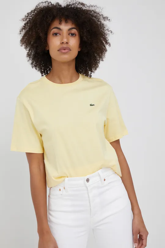 żółty Lacoste t-shirt bawełniany Damski