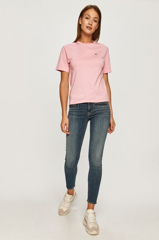 Bavlněné tričko Lacoste růžová