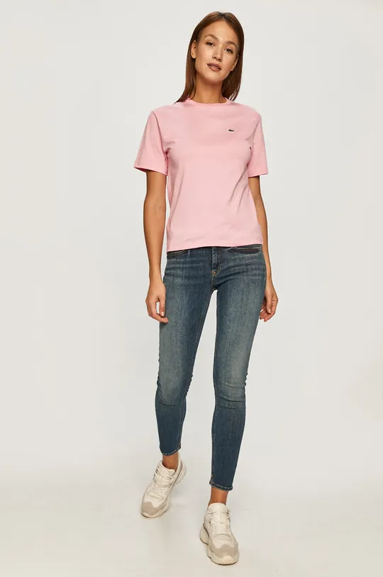 Lacoste t-shirt bawełniany różowy