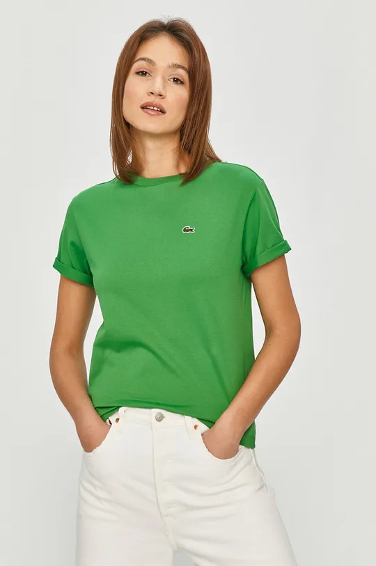 zelená Bavlnené tričko Lacoste Dámsky
