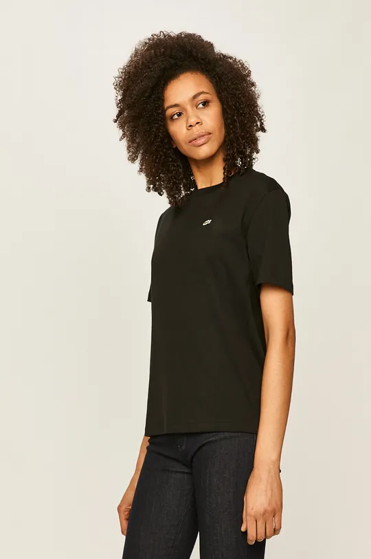 czarny Lacoste t-shirt bawełniany Damski