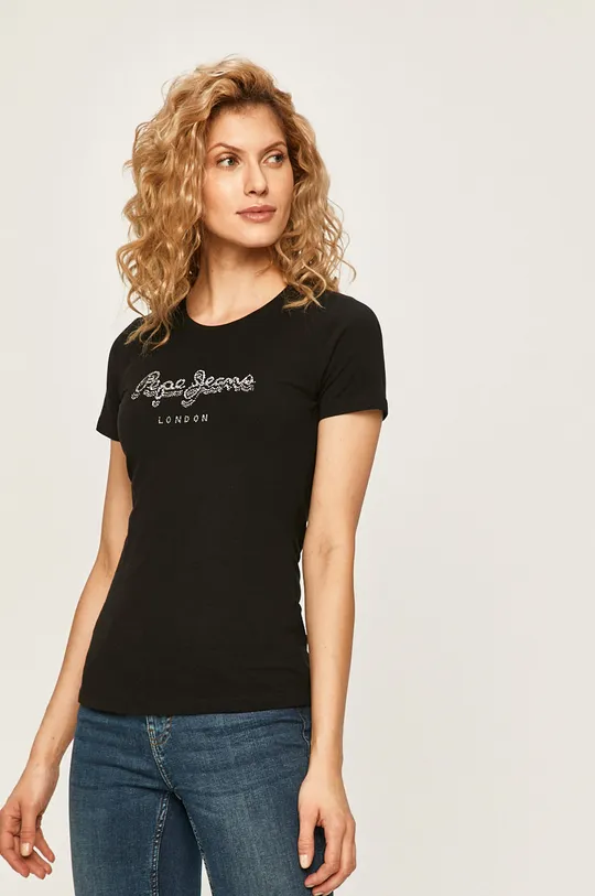 czarny Pepe Jeans - T-shirt Beatrice Damski