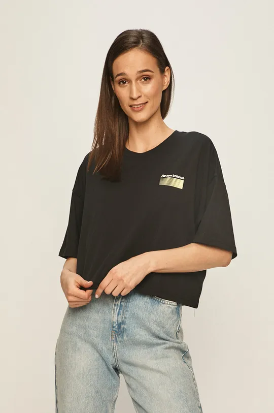 czarny New Balance - T-shirt WT01525BK Damski