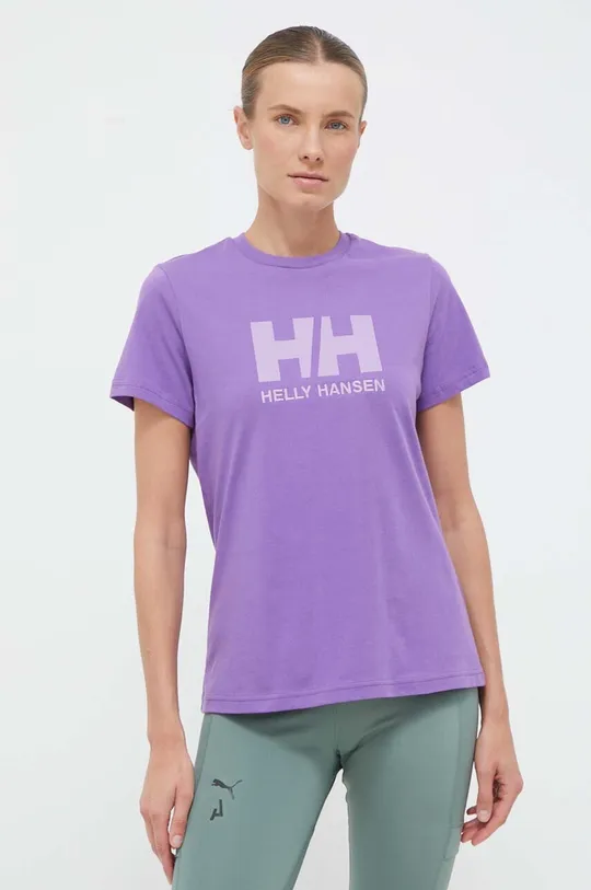 μωβ Βαμβακερό μπλουζάκι Helly Hansen Γυναικεία