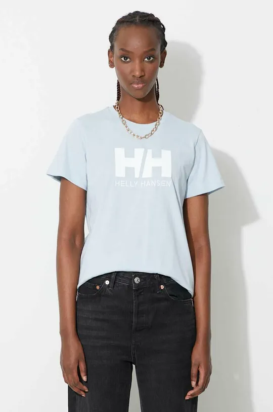 μπλε Βαμβακερό μπλουζάκι Helly Hansen Γυναικεία