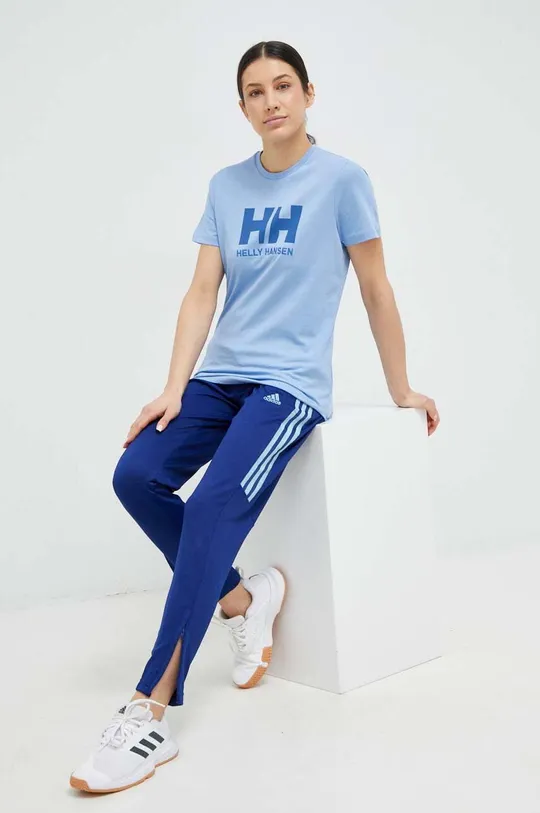 Хлопковая футболка Helly Hansen голубой