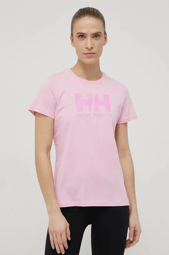 ροζ Βαμβακερό μπλουζάκι Helly Hansen Γυναικεία