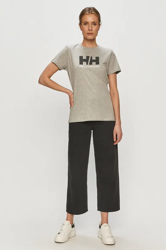 Bavlněné tričko Helly Hansen šedá