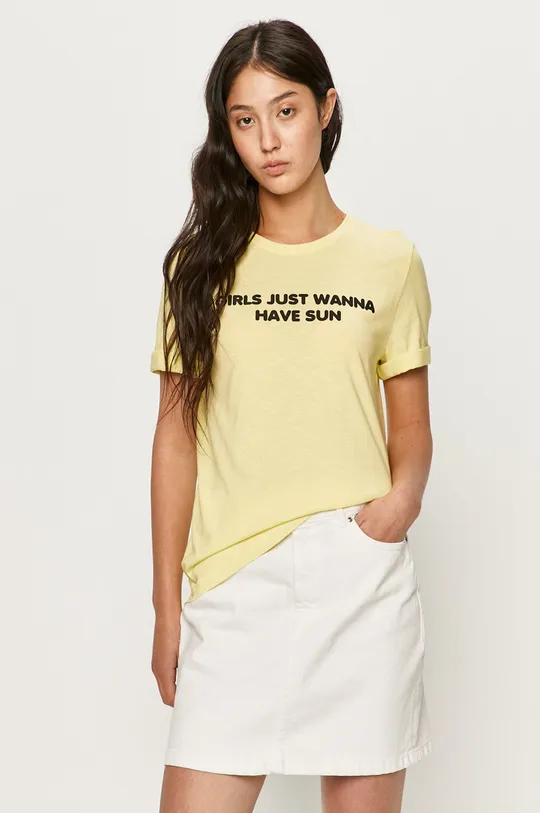 żółty Only - T-shirt Damski