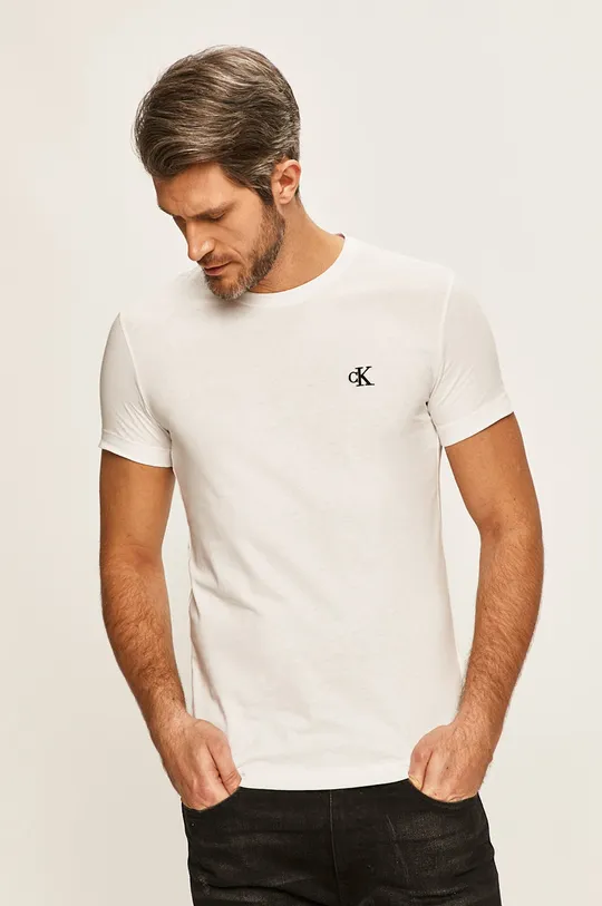 biały Calvin Klein Jeans - T-shirt J30J314544 Męski
