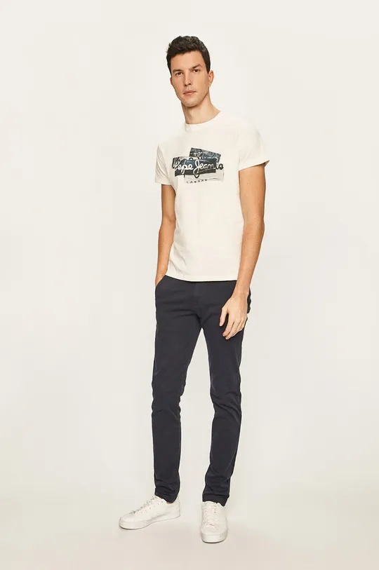 Pepe Jeans - Pánske tričko Bobby biela