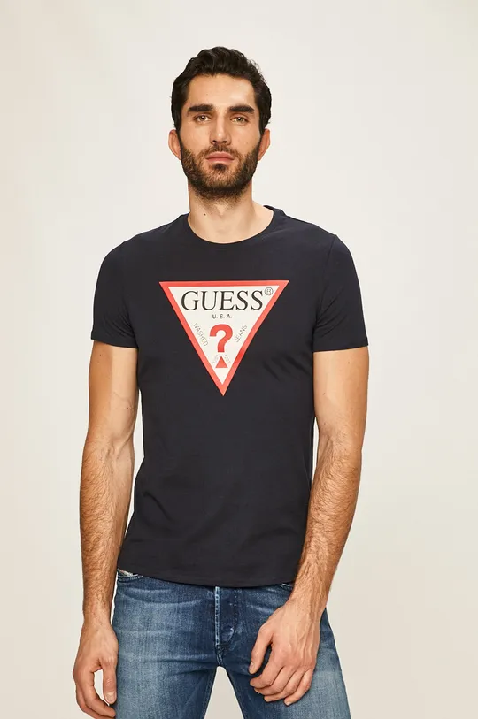 tmavomodrá Guess Jeans - Pánske tričko Pánsky