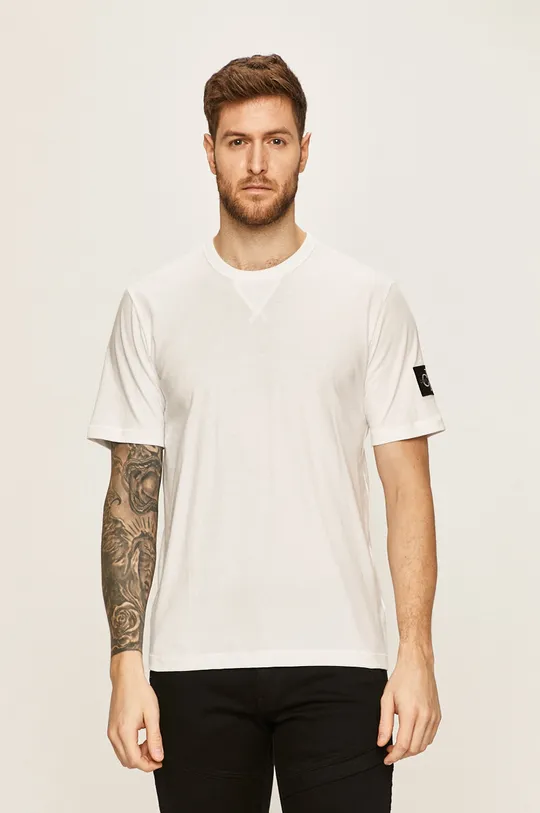 biały Calvin Klein Jeans - T-shirt J30J314051 Męski