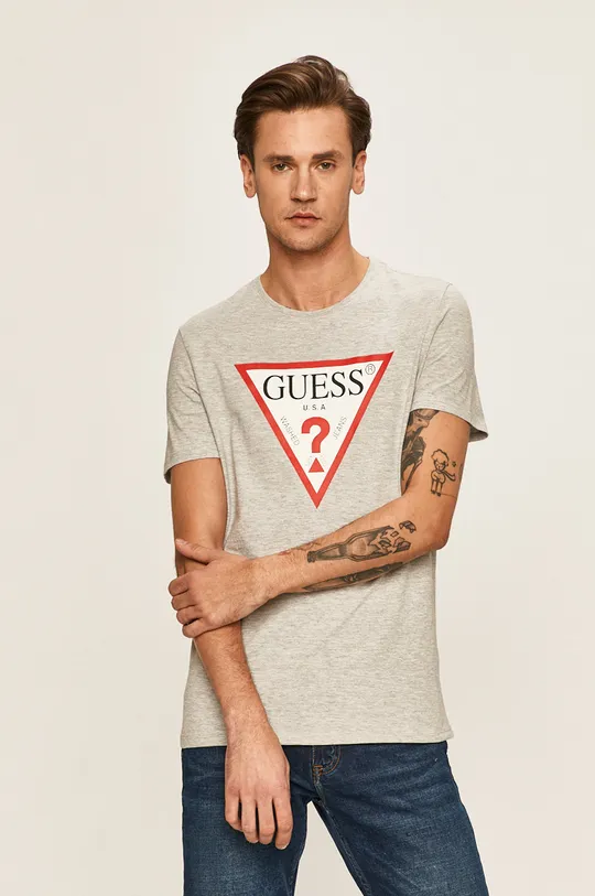 sivá Guess Jeans - Pánske tričko Pánsky