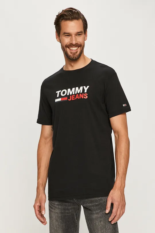 čierna Tommy Jeans - Tričko Pánsky