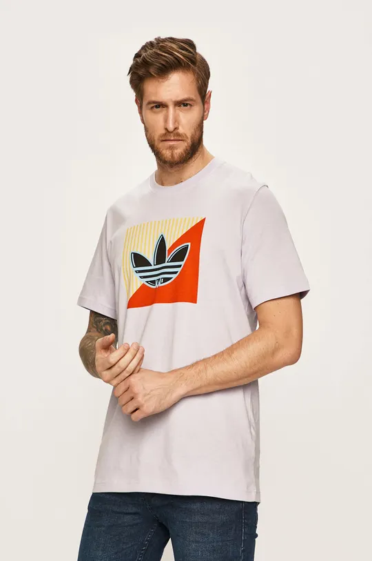 fialová adidas Originals - Pánske tričko FM3390 Pánsky