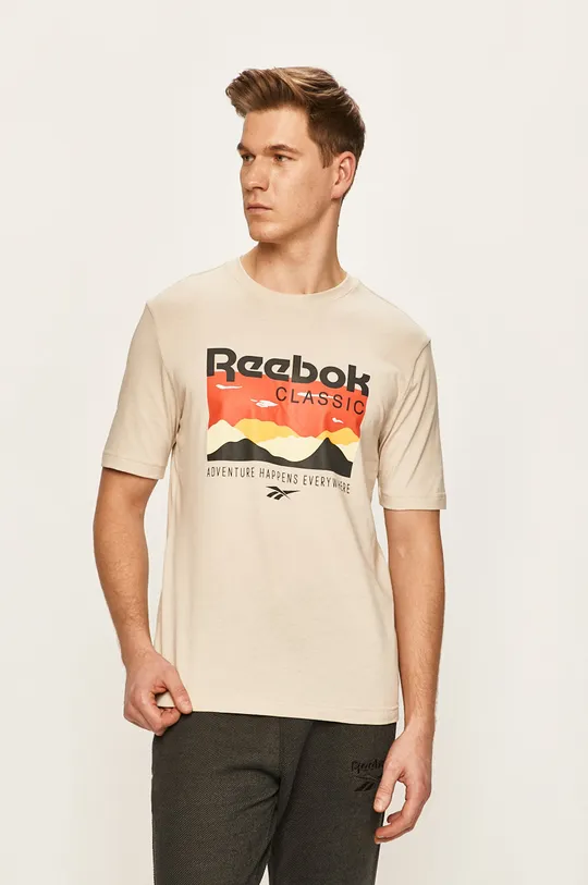 beżowy Reebok Classic - T-shirt FS7355 Męski